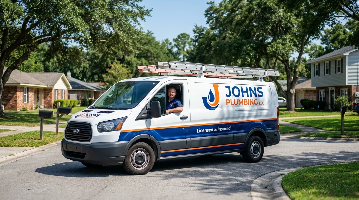 Johns Plumbing LLC service van in Jeffersonville, GA