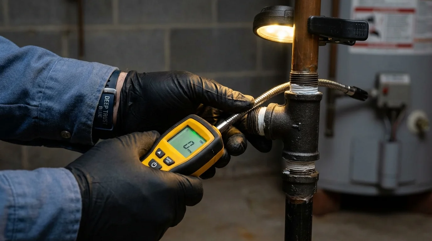 Gas leak detection with electronic sniffer by Johns Plumbing LLC in Jeffersonville